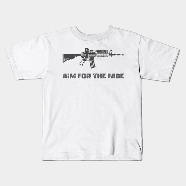 RIFLE AIM FOR THE FACE Kids T-Shirt by Aim For The Face